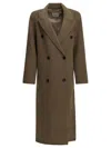 Almada Label Double-breasted Coat In Brown