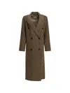 Almada Label Double-breasted Coat In Brown