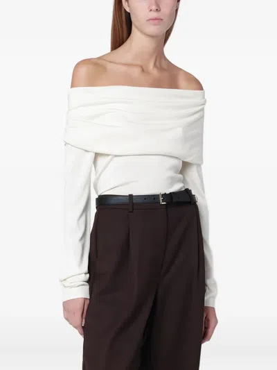Almada Label Draped Maglia Top In Neutral