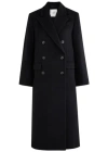 Almada Label Wool-blend Double-breasted Coat In Black