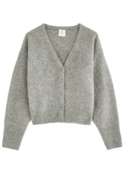 Almada Label Esme Brushed Cashmere Cardigan In Gray