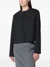 Almada Label Boxy Collarless Button Jacket In Black