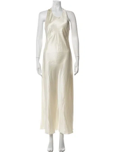 Pre-owned Almada Label Halterneck Long Dress W/ Tags In Neutrals