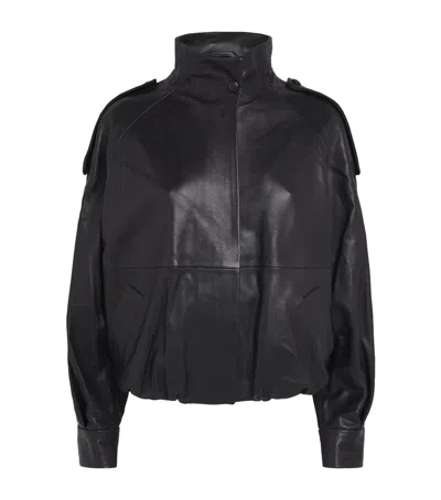 Almada Label Leather Mija Bomber Jacket In Black