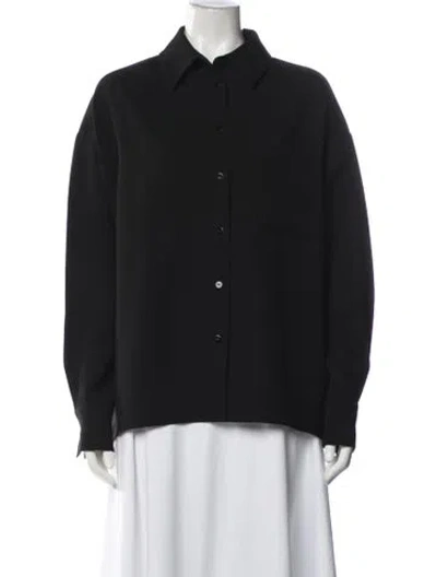 Pre-owned Almada Label Long Sleeve Button-up Top In Black
