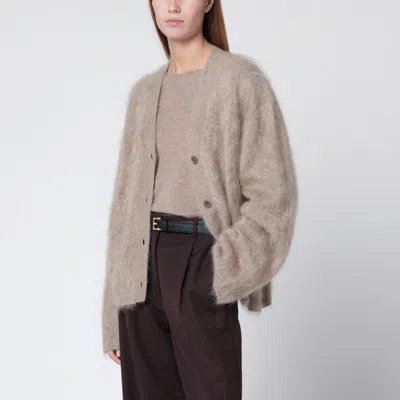 Almada Label Macy Cardigan In Beige Organic Cashmere In Sand