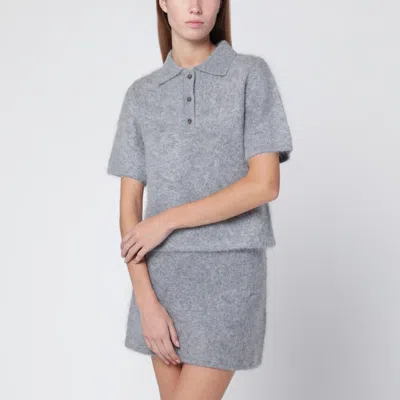 Almada Label Maika Polo In Grey Brushed Cashmere In Gray