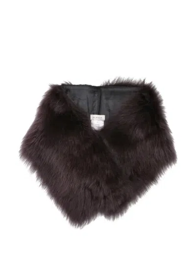 Almada Label Mayma Shearling-trim Leather Scarf In Gray