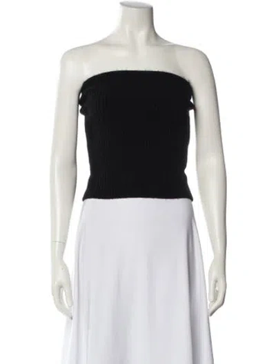 Pre-owned Almada Label Merino Wool Strapless Crop Top In Black