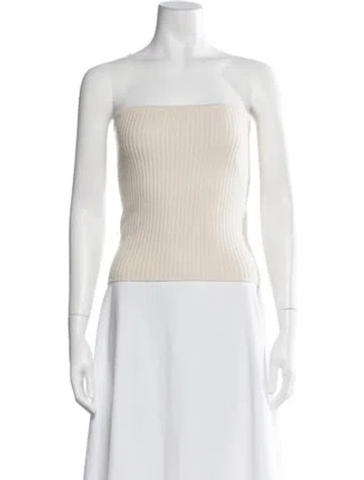 Pre-owned Almada Label Merino Wool Strapless Top In Neutrals