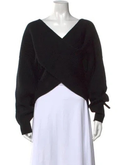Pre-owned Almada Label Merino Wool V-neck Sweater In Black