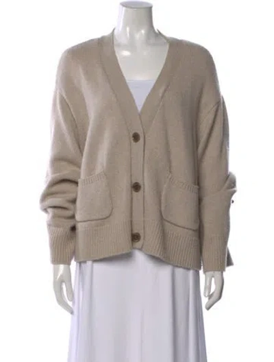 Pre-owned Almada Label Merino Wool V-neck Sweater In Neutral