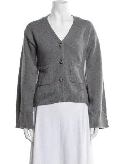 Pre-owned Almada Label Merino Wool V-neck Sweater W/ Tags In Grey