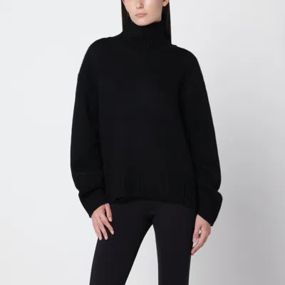 Almada Label Nola Black Turtleneck Sweater In Wool And Cashmere