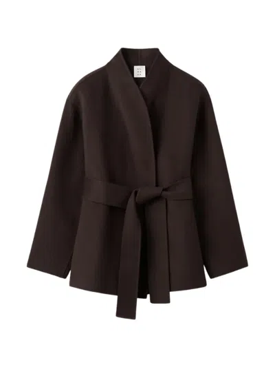 Almada Label Noorie Doublé Belted Shawl-collar Jacket In Brown