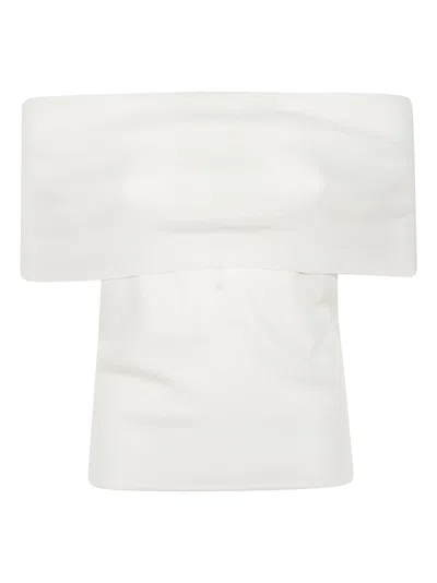 Almada Label Off-shoulder White Poppy Top In Red