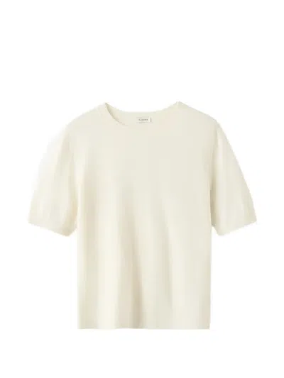 Almada Label Paloma Fine-knit Short-sleeve Sweater In White