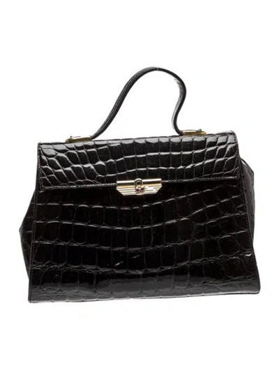 Pre-owned Almada Label Patent Leather Top Handle Bag In Black