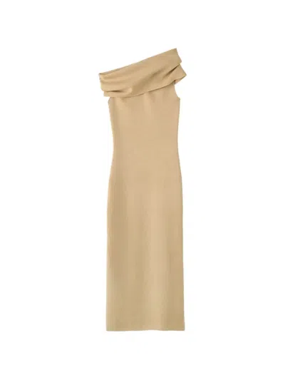 Almada Label Pippin Asymmetric-neck Midi Wool Dress In Neutrals