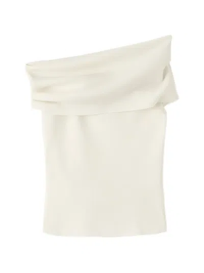 Almada Label Poppy Draped Top In White