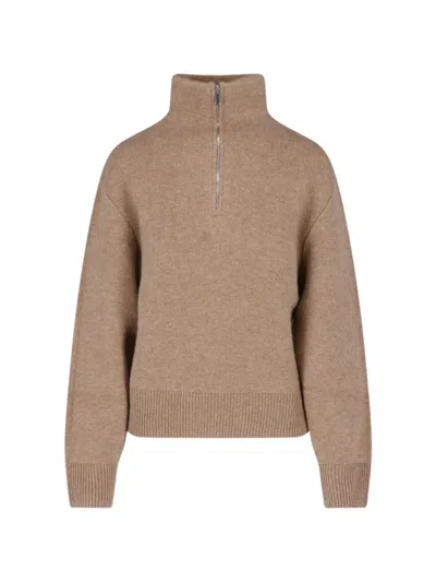 Almada Label Quarter-zip Knitted Sweater In Neutrals