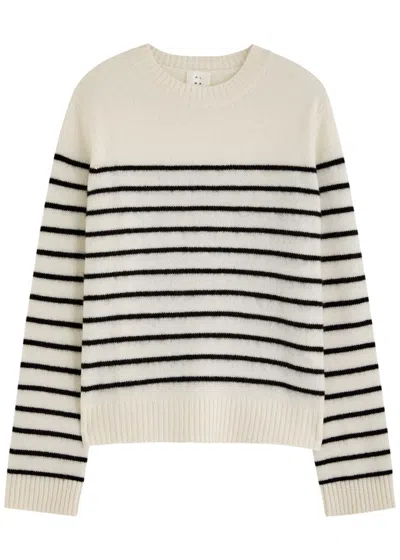 Almada Label Rae Striped-intarsia Cashmere Jumper In Cream