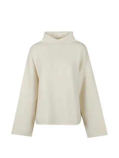 Almada Label Roll-neck Drop-shoulder Sweater In White