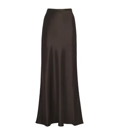 Almada Label Satin Eni Maxi Skirt In Chocolate