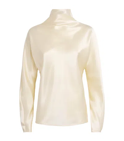 Almada Label Satin High-neck Maddy Blouse In Ivory