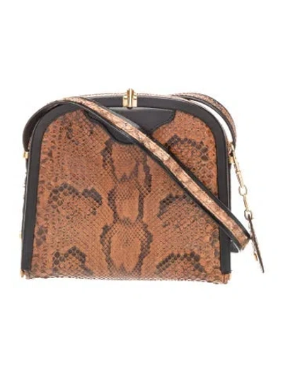 Pre-owned Almada Label Snakeskin Crossbody Bag In Brown