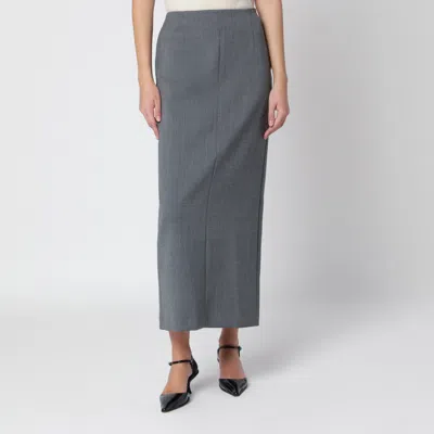 Almada Label Tailored Bay Midi Skirt With Back Slit In Gray