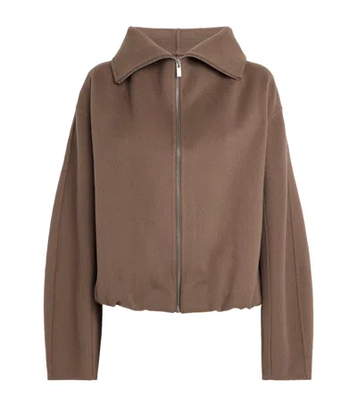 Almada Label Wool Funnel-neck Lindy Coat In Brown