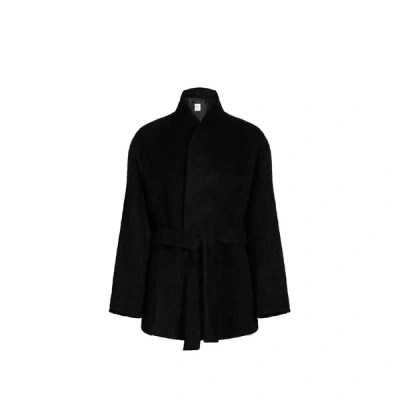 Almada Manteau Court Noorie En Laine Mélangée In Black