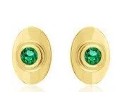 Almasika 18k Yellow Gold And Emerald Sagesse Bezel Oval Earrings