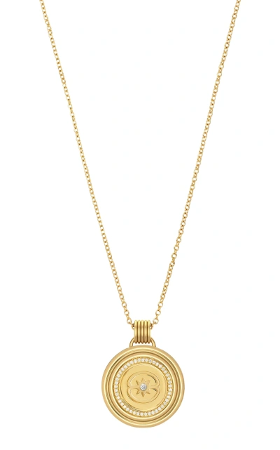 Almasika 18k Yellow Gold Sagesse Stella Pave Medallion Pendant