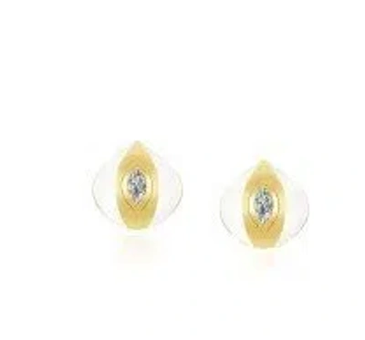 Almasika 18k Yellow Gold Terra Nova Enamel Stud Earrings In Gray