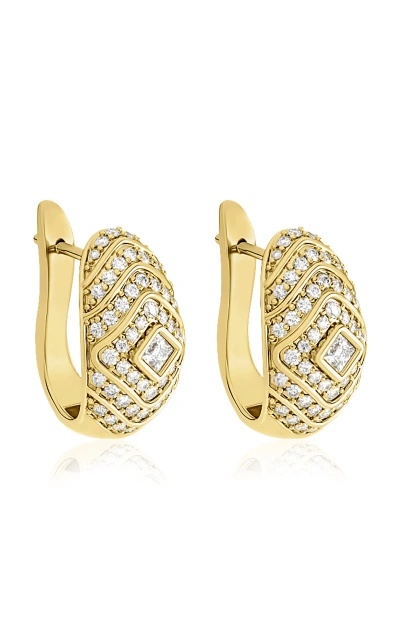 Almasika 18k Yellow Gold Veni Diamant Pave Medium Hoop Earrings