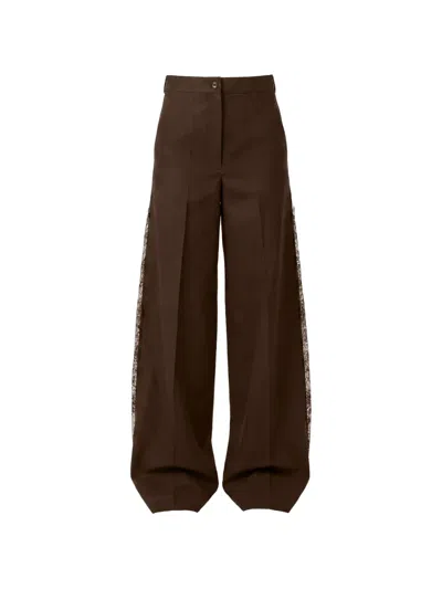 Almaz Canyon Lace-panelled Trousers In Brown