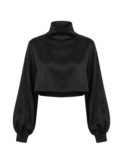 Almaz Cropped High-neck Top In Black