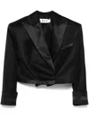 Almaz Cropped Tuxedo Blazer In Black