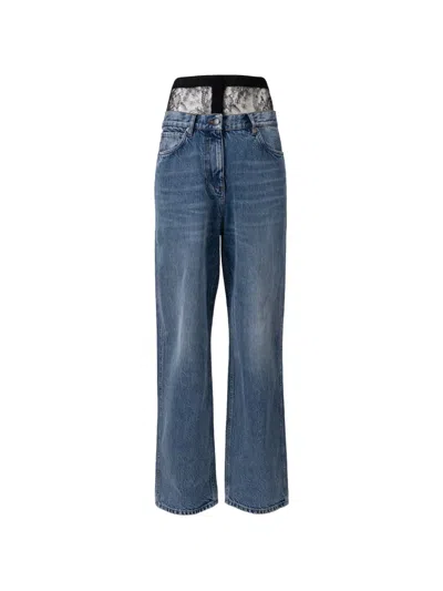 Almaz Disclose Lace-panel Jeans In Blue