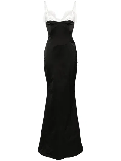 Almaz Satin-abendkleid Mit Corsage In Schwarz