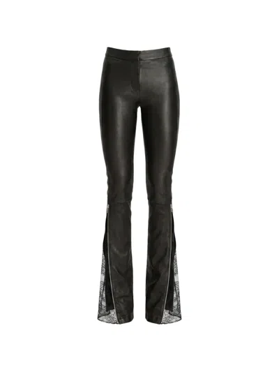 Almaz Lace-trim Flared Trousers In Black