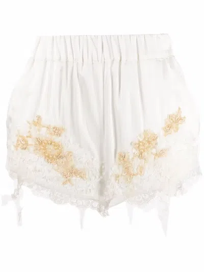 Almaz Lace-trim Silk-blend Shorts In White