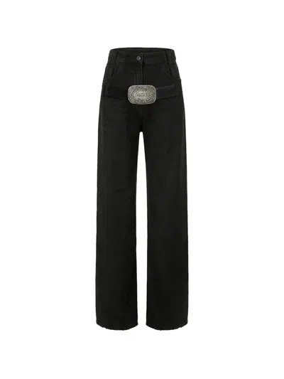 Almaz Outlaw Lace-insert Jeans In Black