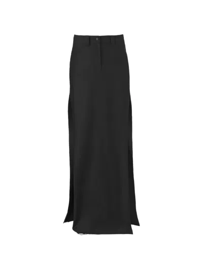 Almaz Raw-edge Side-slit Skirt In Black
