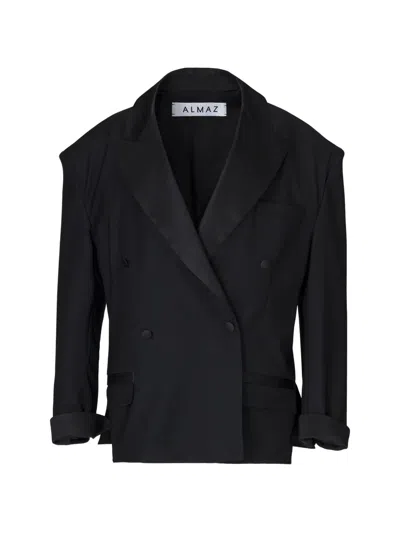 Almaz Tuxedo Double-breasted Blazer In Black