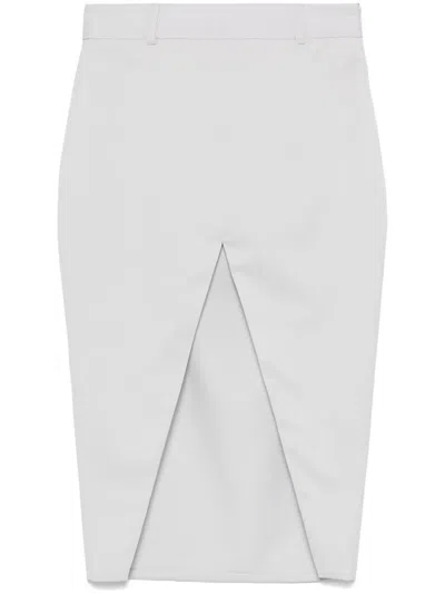 Almaz V-slit Midi Skirt In Grey