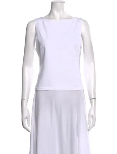 Pre-owned Almina Concept Bateau Neckline Sleeveless Top In White