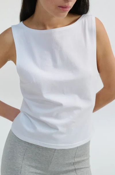 Almina Concept Boat Neck Tank Top In White
